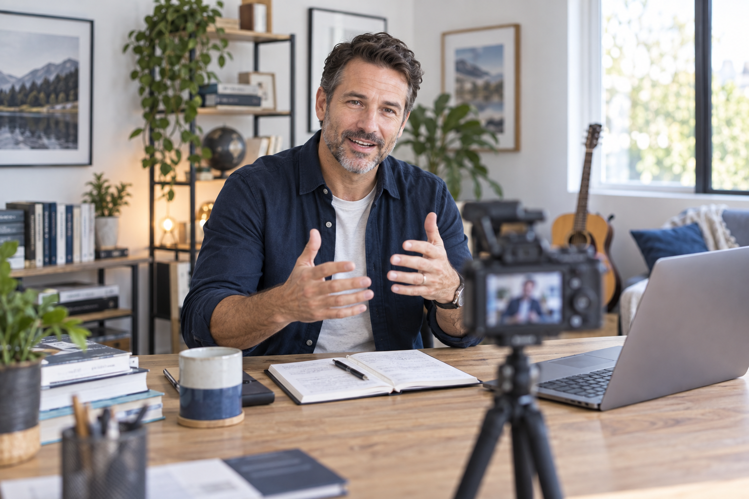 An educator recording a lesson